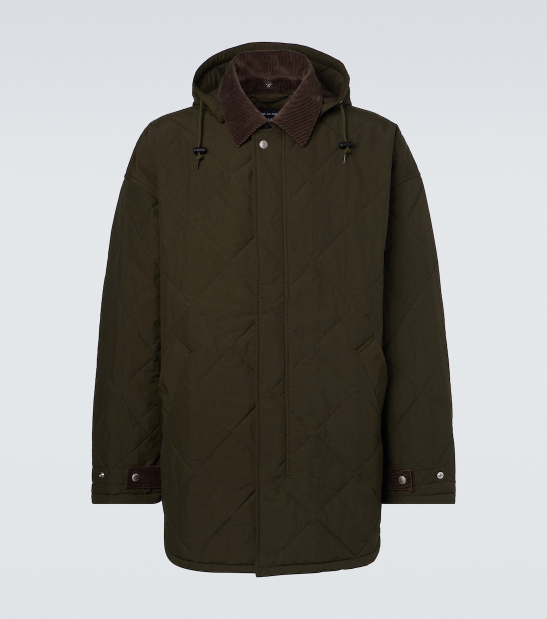 Corduroy-trimmed quilted hooded jacket | Comme des Garçons Homme