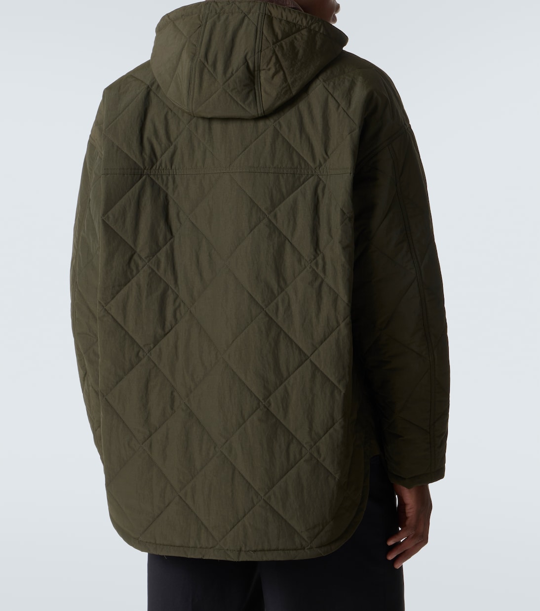 Corduroy-trimmed quilted hooded jacket | Comme des Garçons Homme