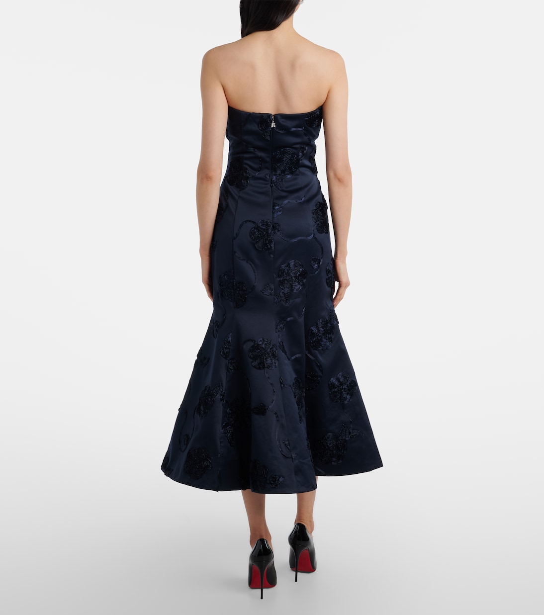 Floral embroidered strapless midi dress | Rotate