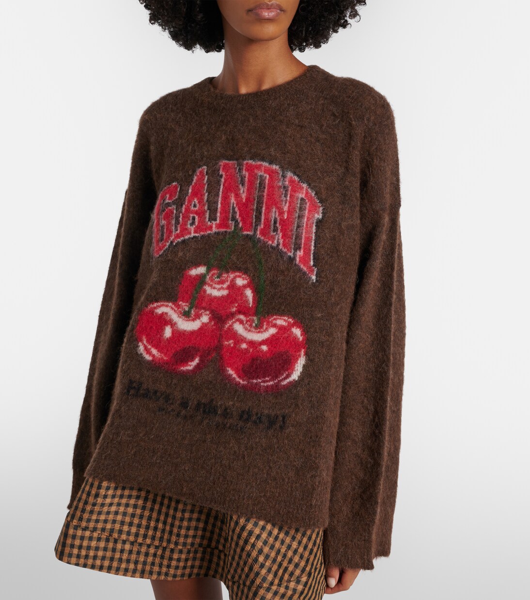 Printed alpaca and wool-blend sweater | Ganni