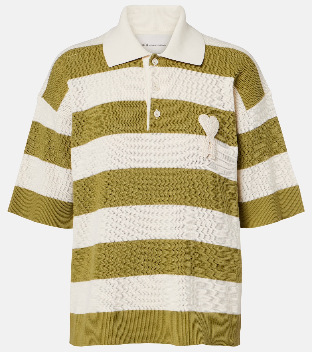 Ami de Cœur striped cotton polo shirt | Ami Paris