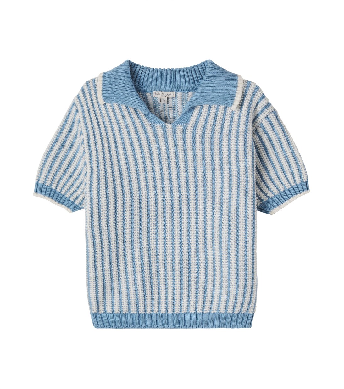 Theodore crochet striped cotton polo shirt | Bebe Organic