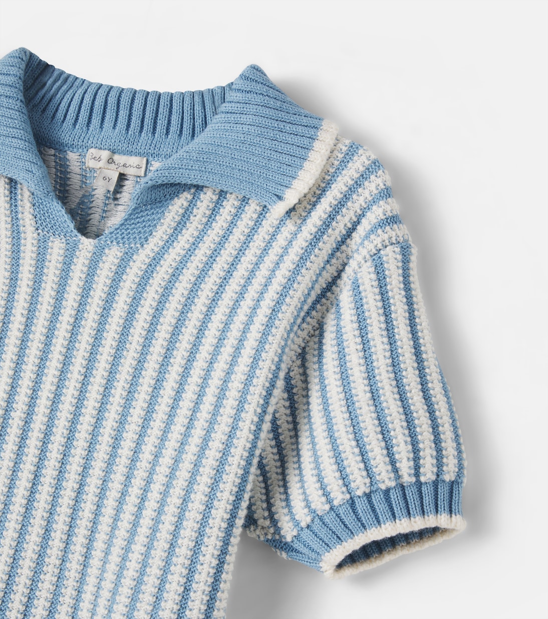 Theodore crochet striped cotton polo shirt | Bebe Organic