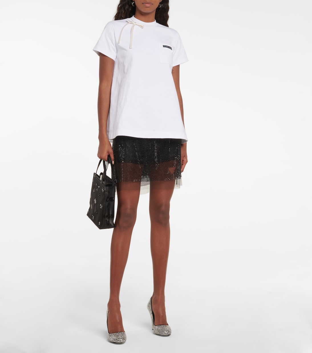 Pumps in tessuto con cristalli | Prada