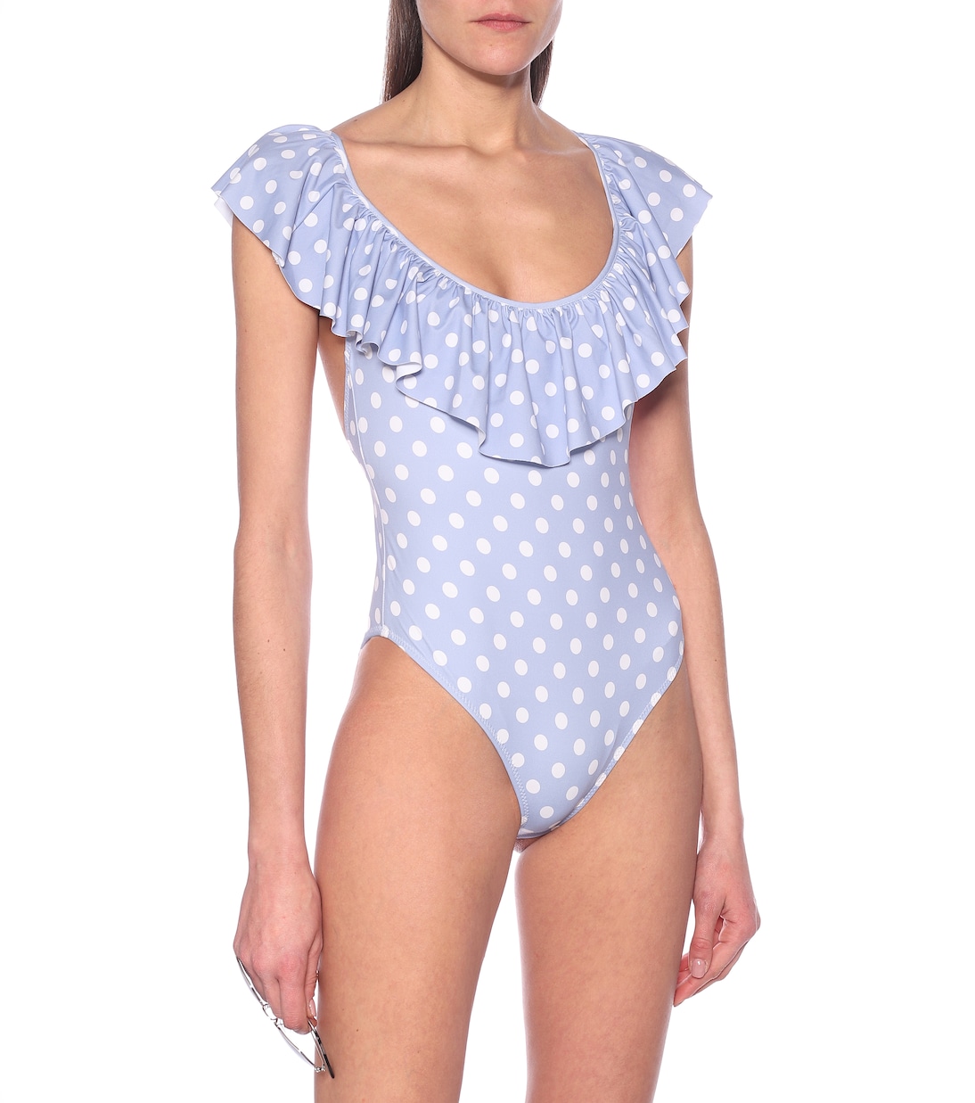 Ari ruffled dotted swimsuit | Caroline Constas