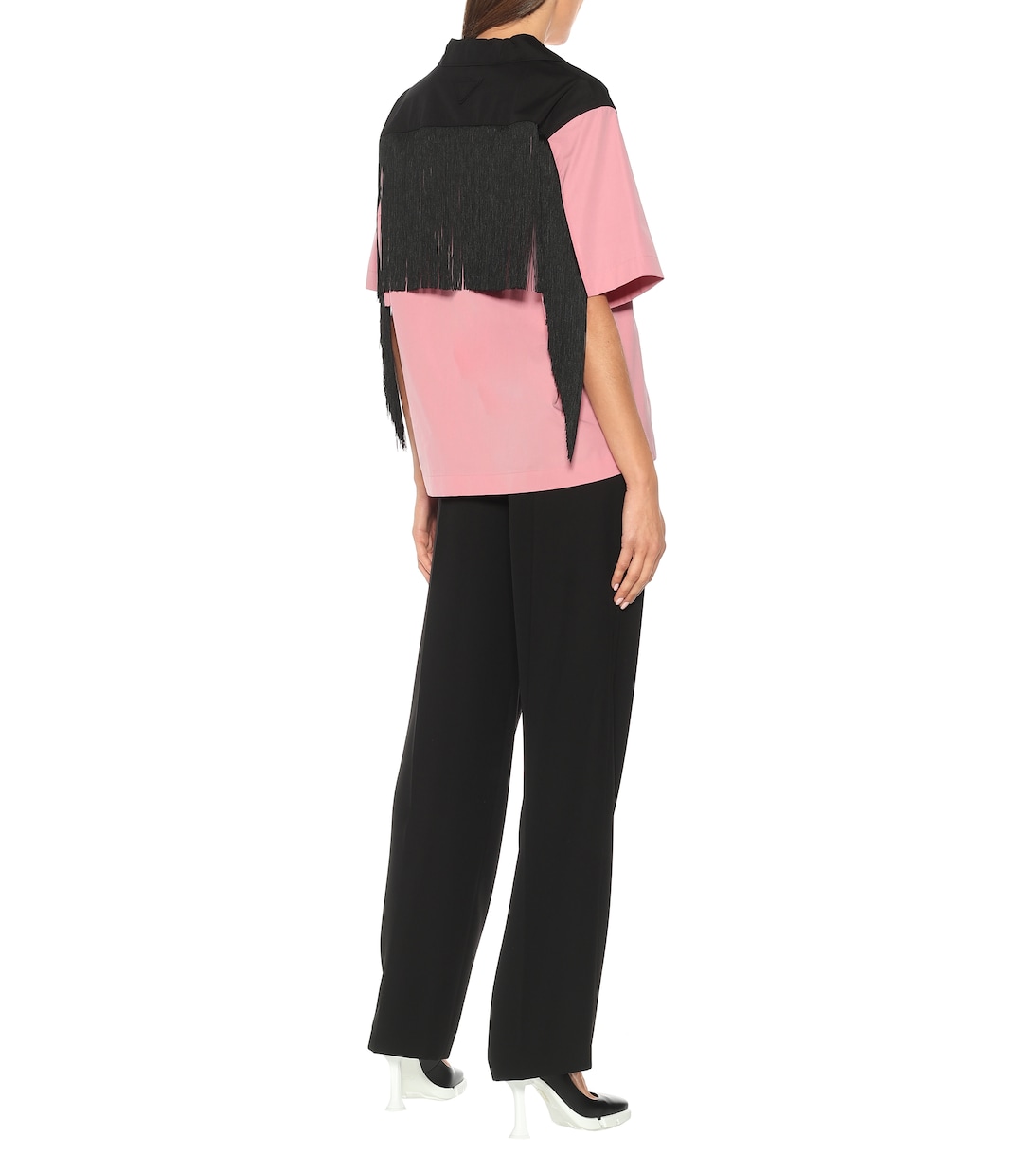 Camicia in cotone con frange | Prada