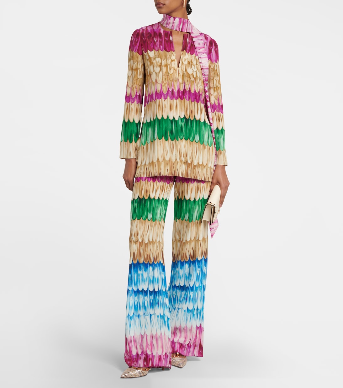 Pantalon ample imprimé en soie | Valentino