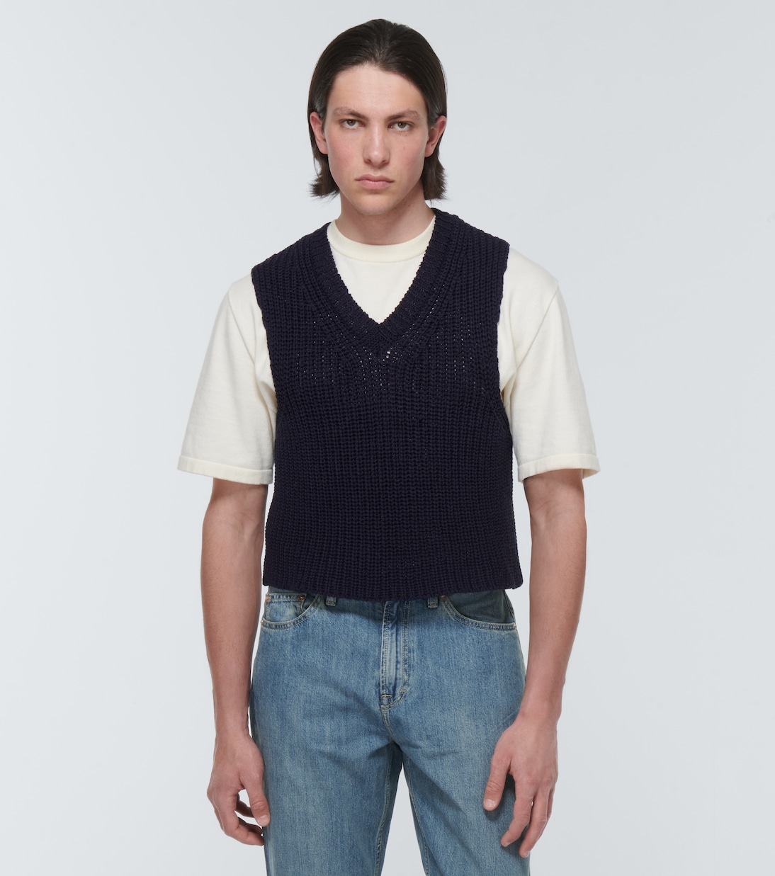 Cotton knit vest sale