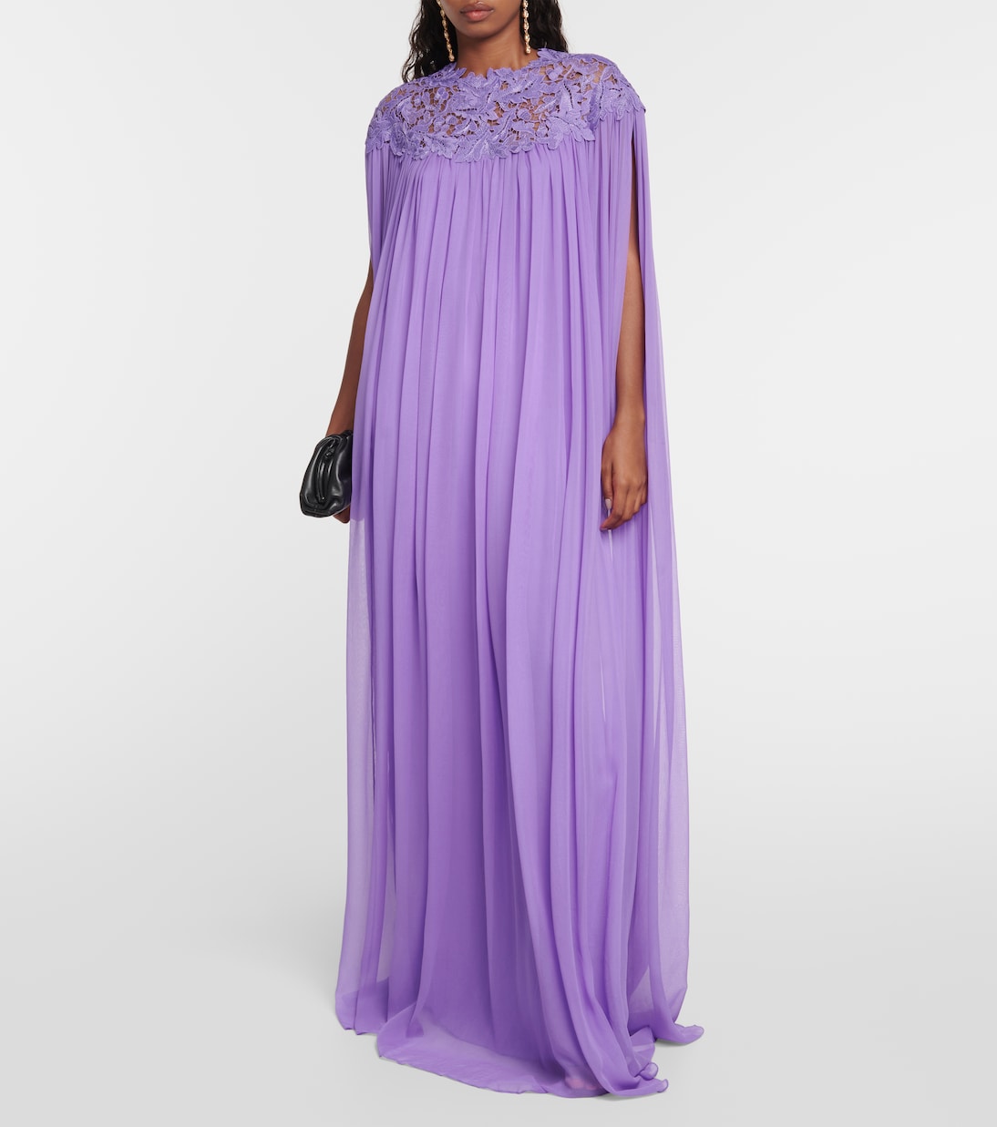 Robe aus Seiden-Crêpe mit Spitze | Oscar de la Renta