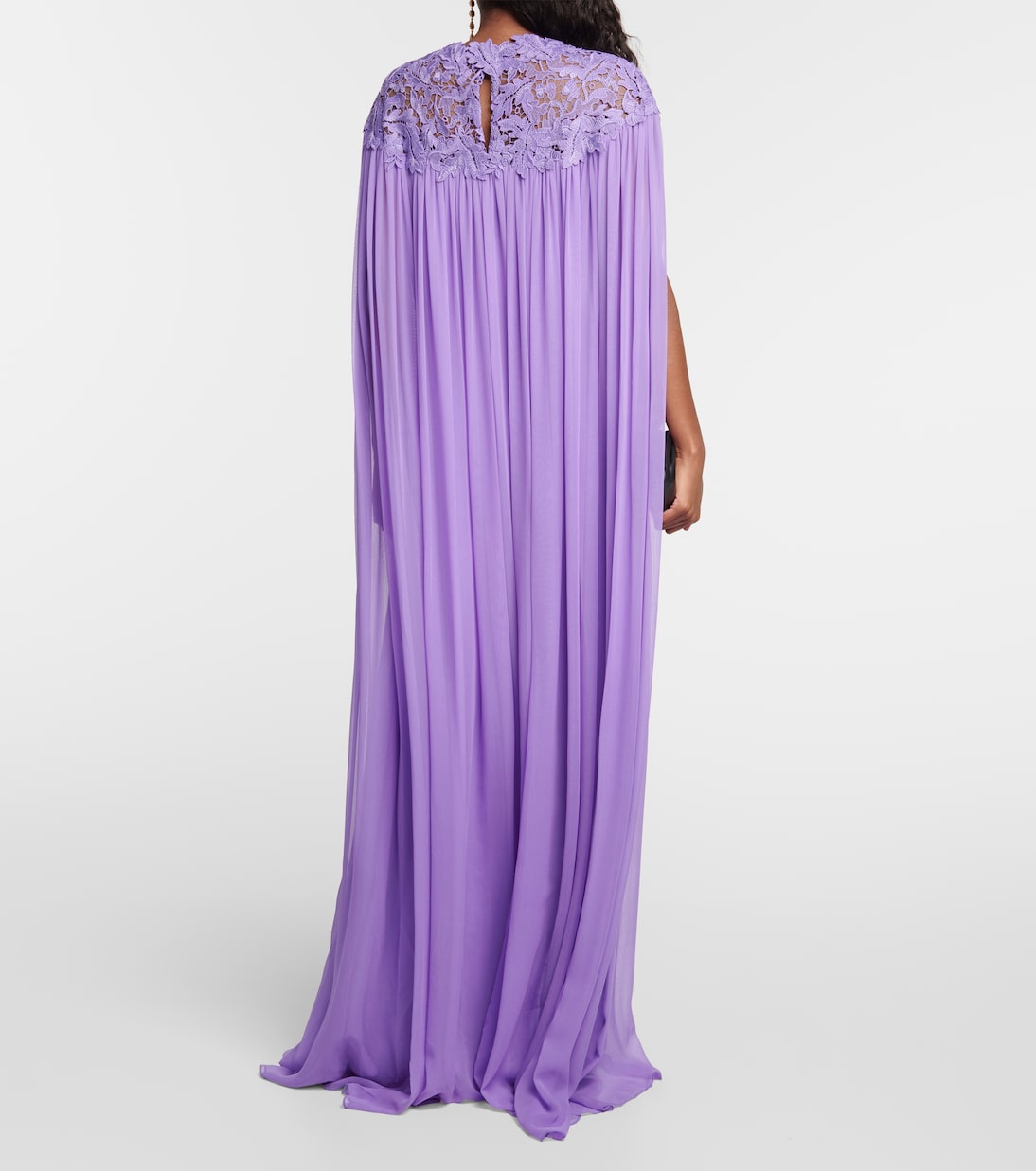 Robe aus Seiden-Crêpe mit Spitze | Oscar de la Renta