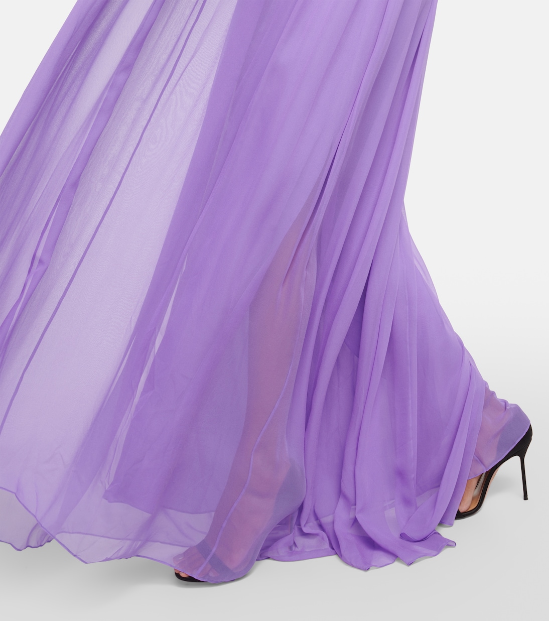 Robe aus Seiden-Crêpe mit Spitze | Oscar de la Renta