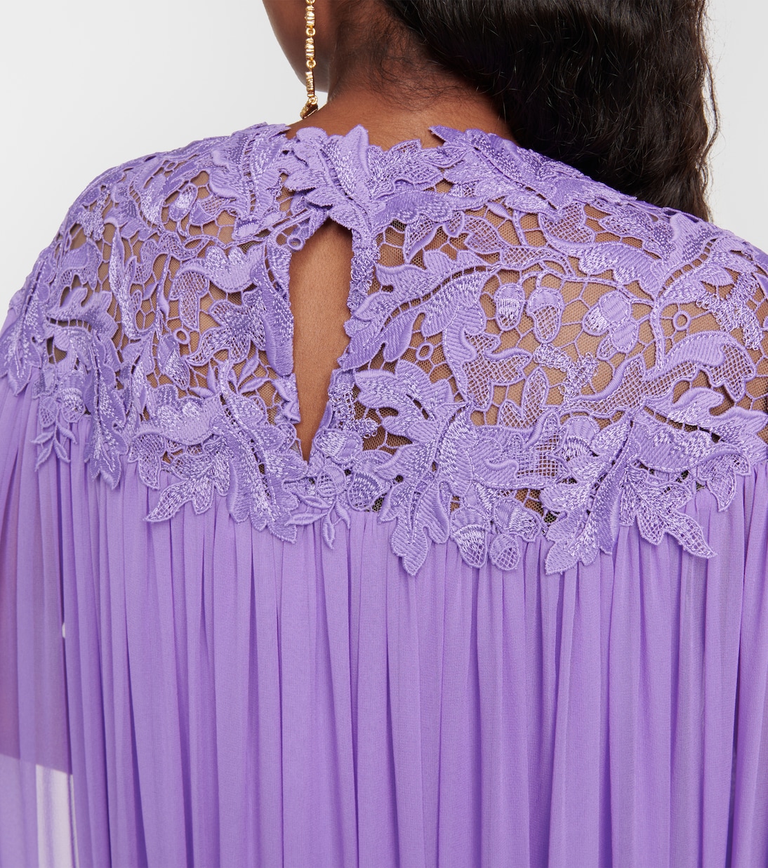 Robe aus Seiden-Crêpe mit Spitze | Oscar de la Renta