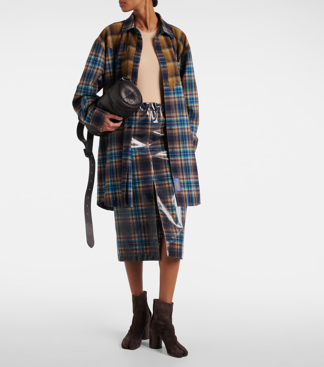 Gonna midi in lana a quadri | Maison Margiela