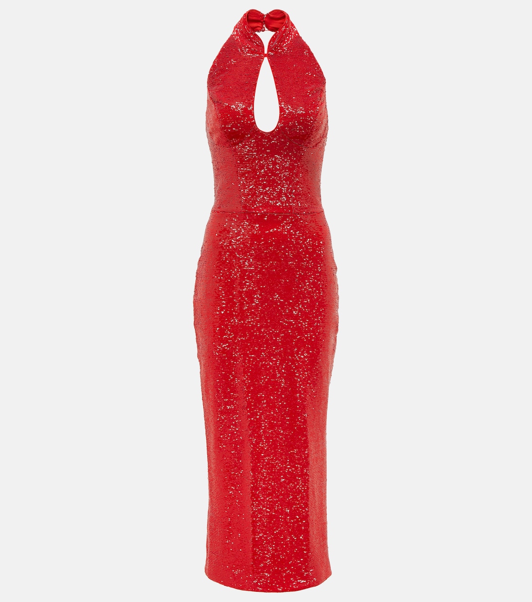 Vestido largo con lentejuelas y cuello halter | Rasario