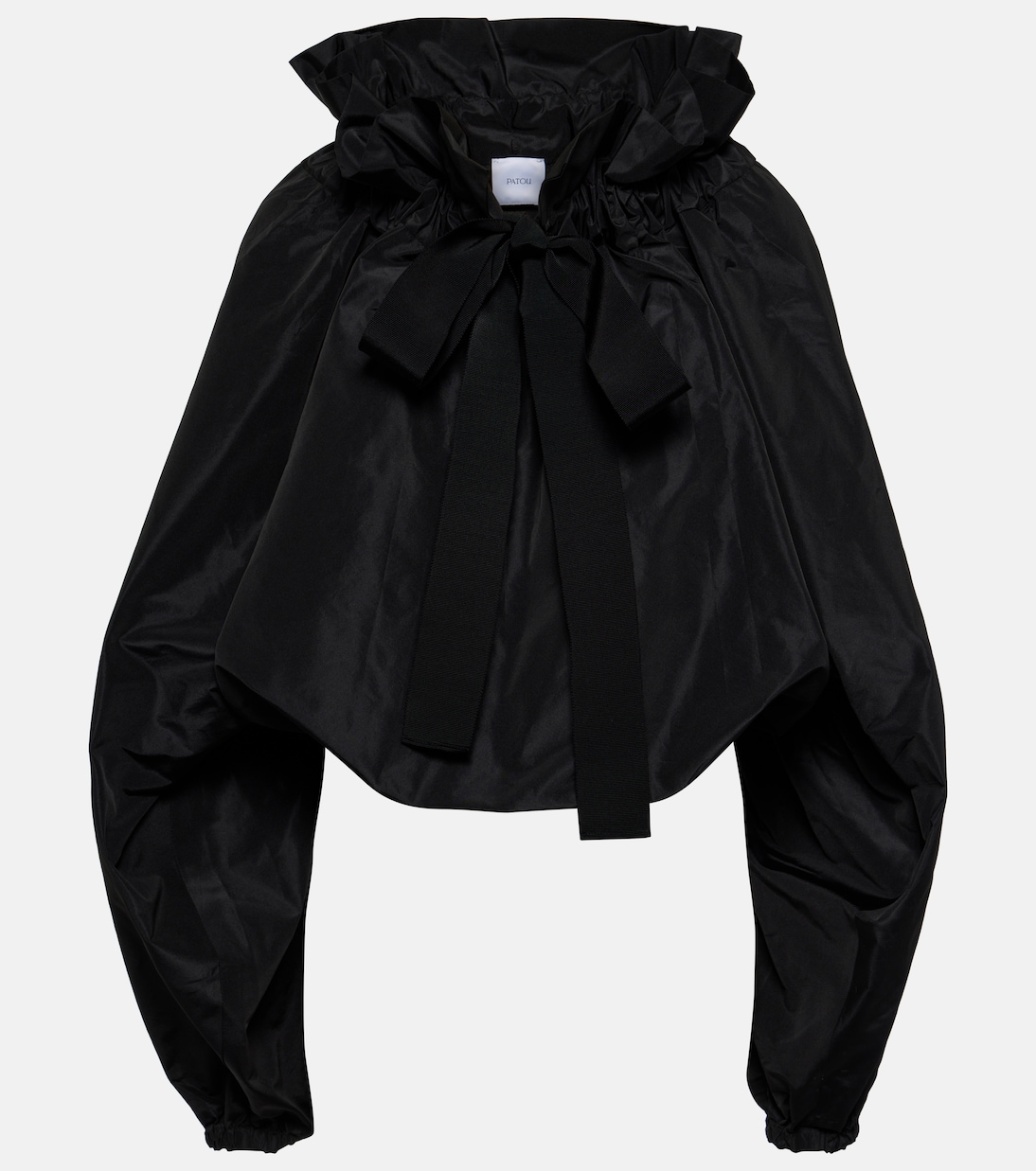 Ruffled off-shoulder faille crop top  | Patou