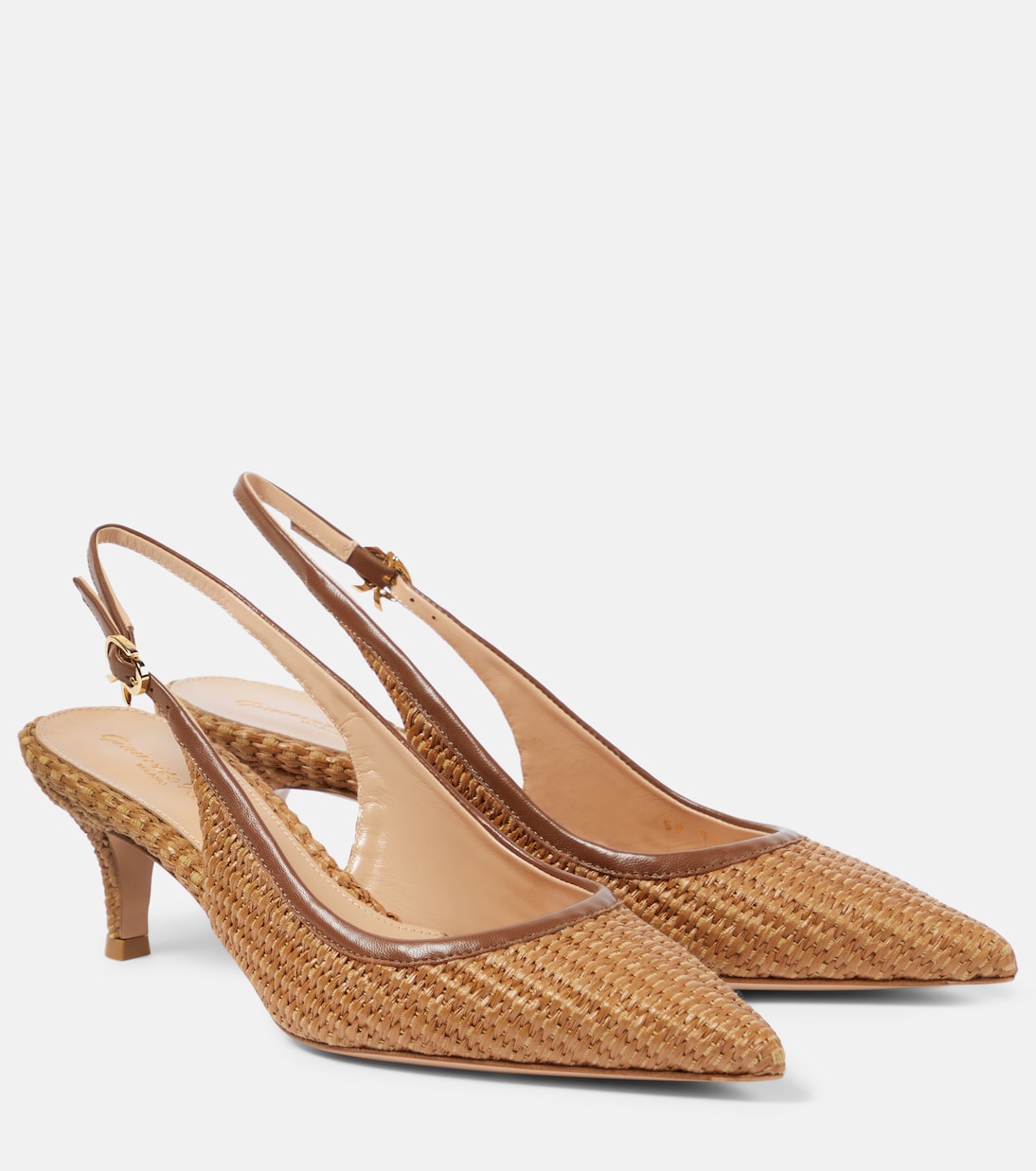 Leith raffia slingback pumps | Gianvito Rossi