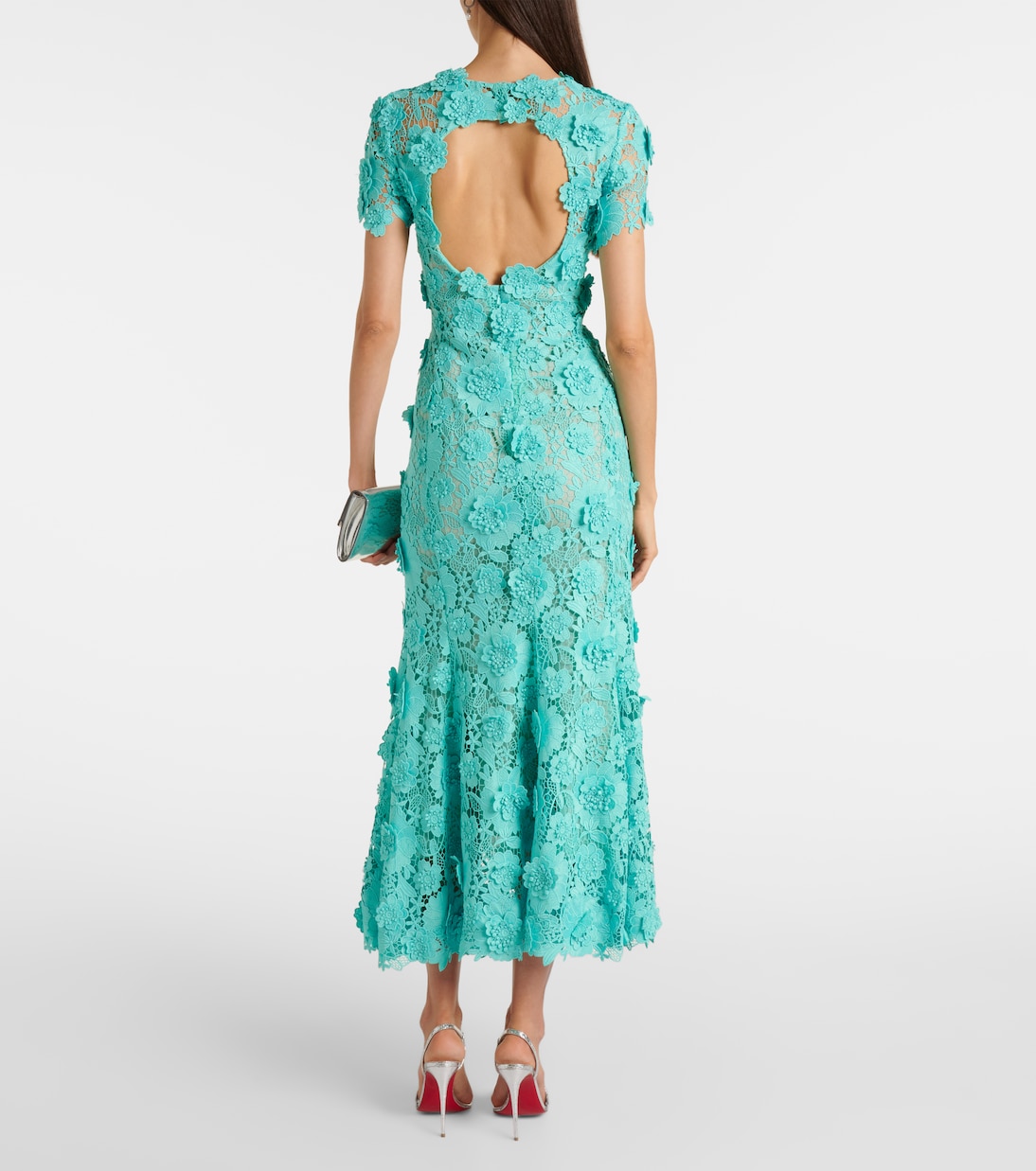 Floral guipure lace midi dress | Oscar de la Renta