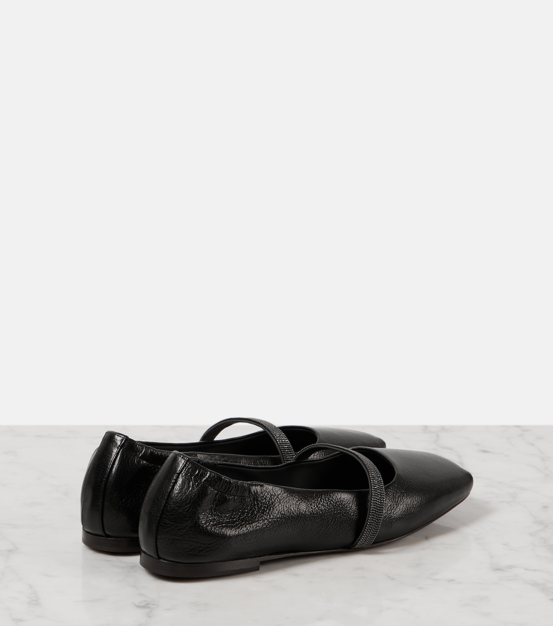 Ballerine Mary Jane in pelle con monili | Brunello Cucinelli