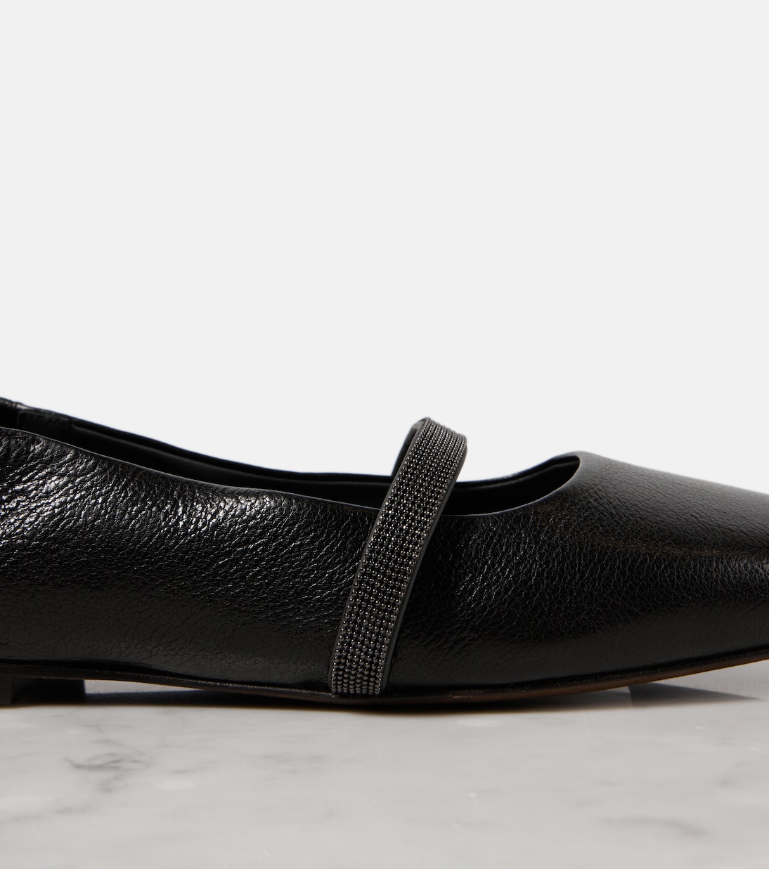 Ballerine Mary Jane in pelle con monili | Brunello Cucinelli