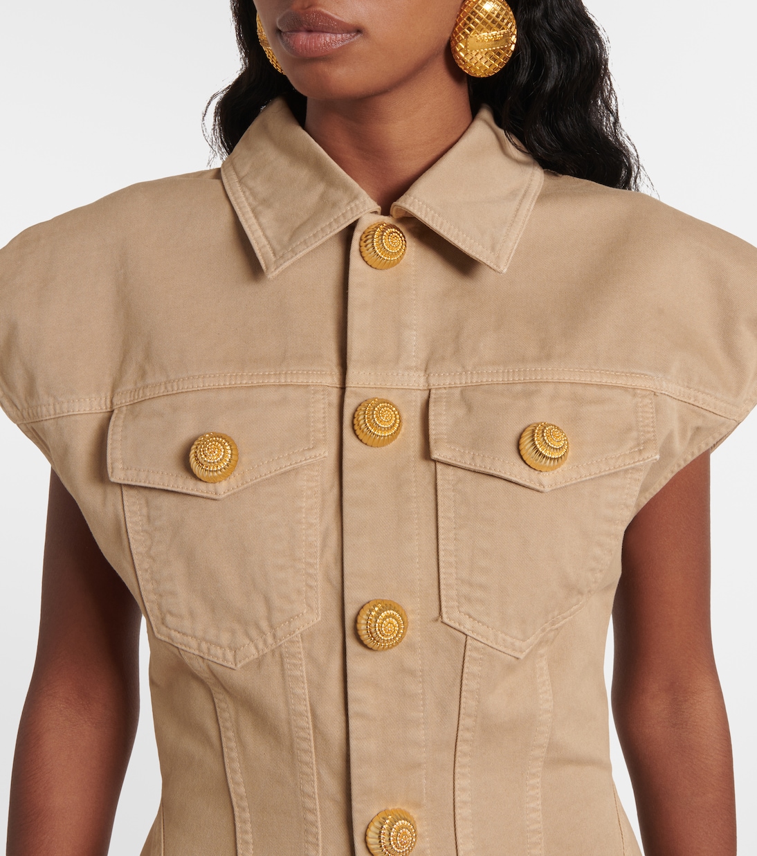 Abito corto in canvas di cotone | Balmain