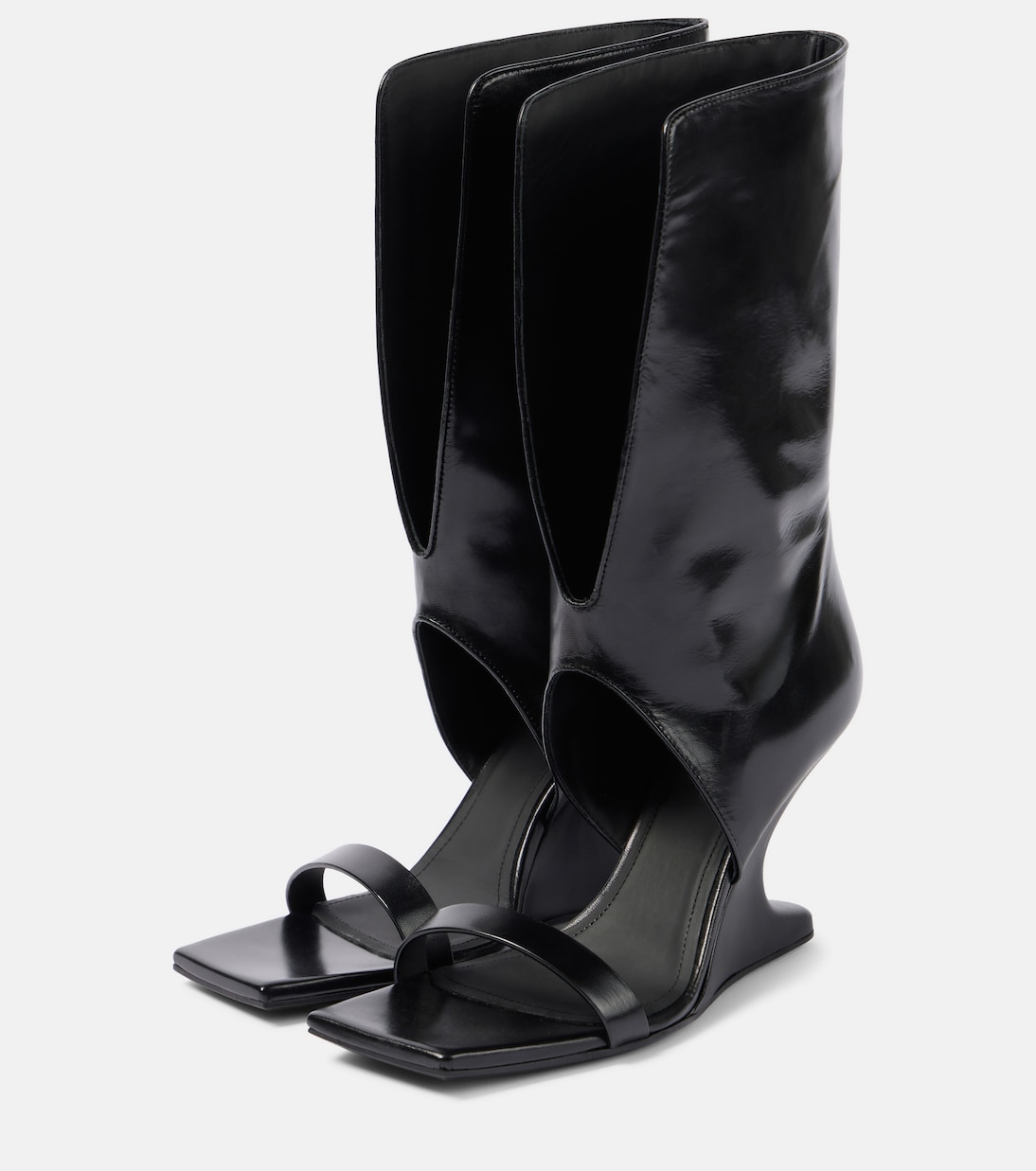Sandali in pelle con tacco Cantilever 80 di Rick Owens, stile giovane e innovativo