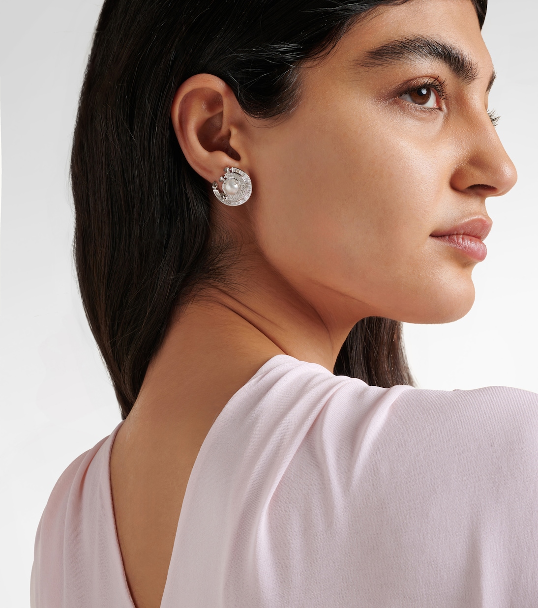 Orecchini in oro bianco 18kt ANANYA Chakra con pietre preziose per giovani trendy