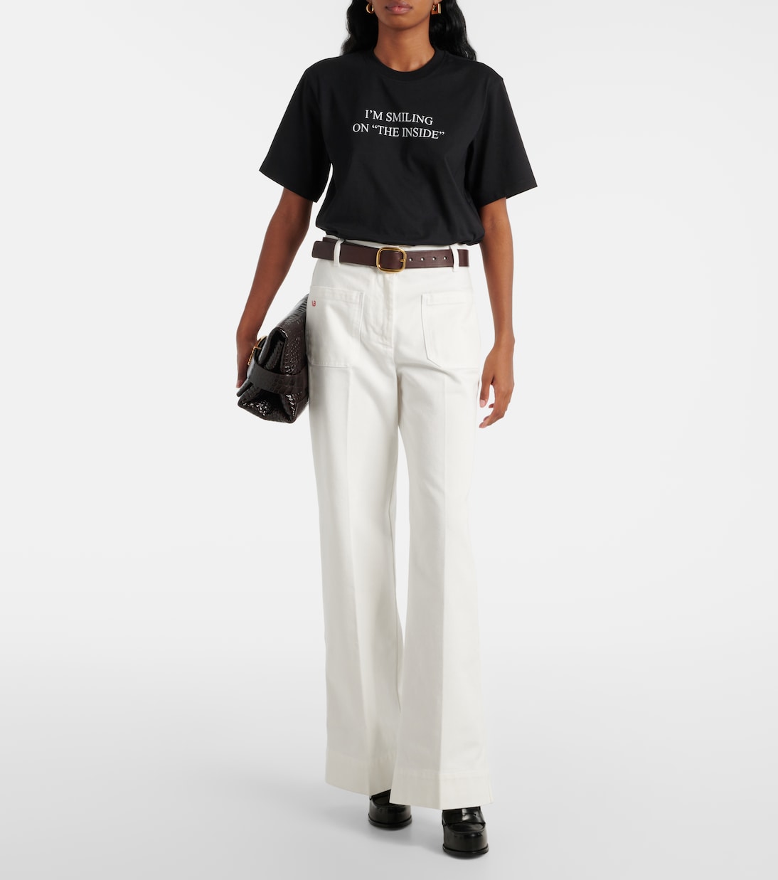 T-shirt in jersey di cotone con stampa | Victoria Beckham