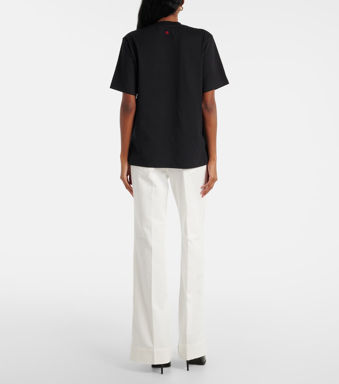 T-shirt in jersey di cotone con stampa | Victoria Beckham