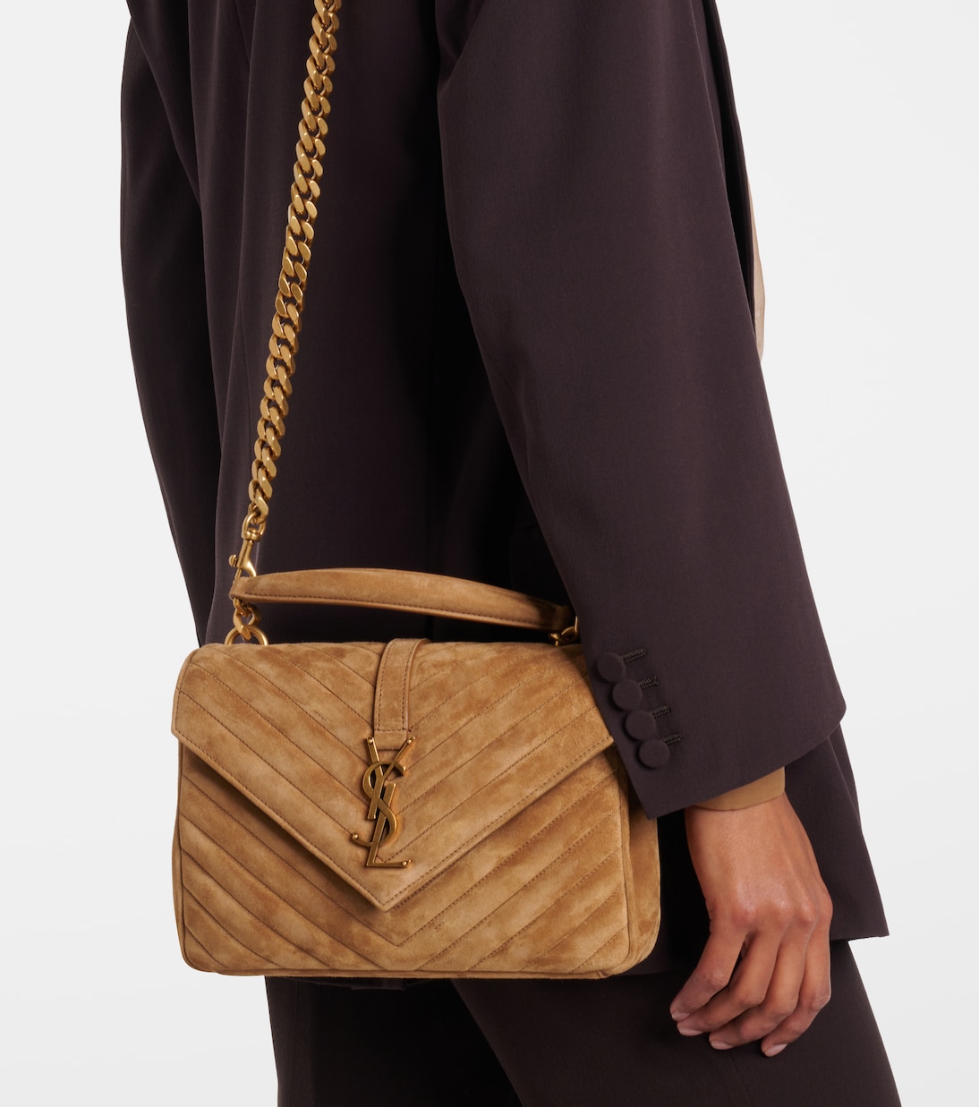 Borsa a tracolla College Medium in suede | Saint Laurent