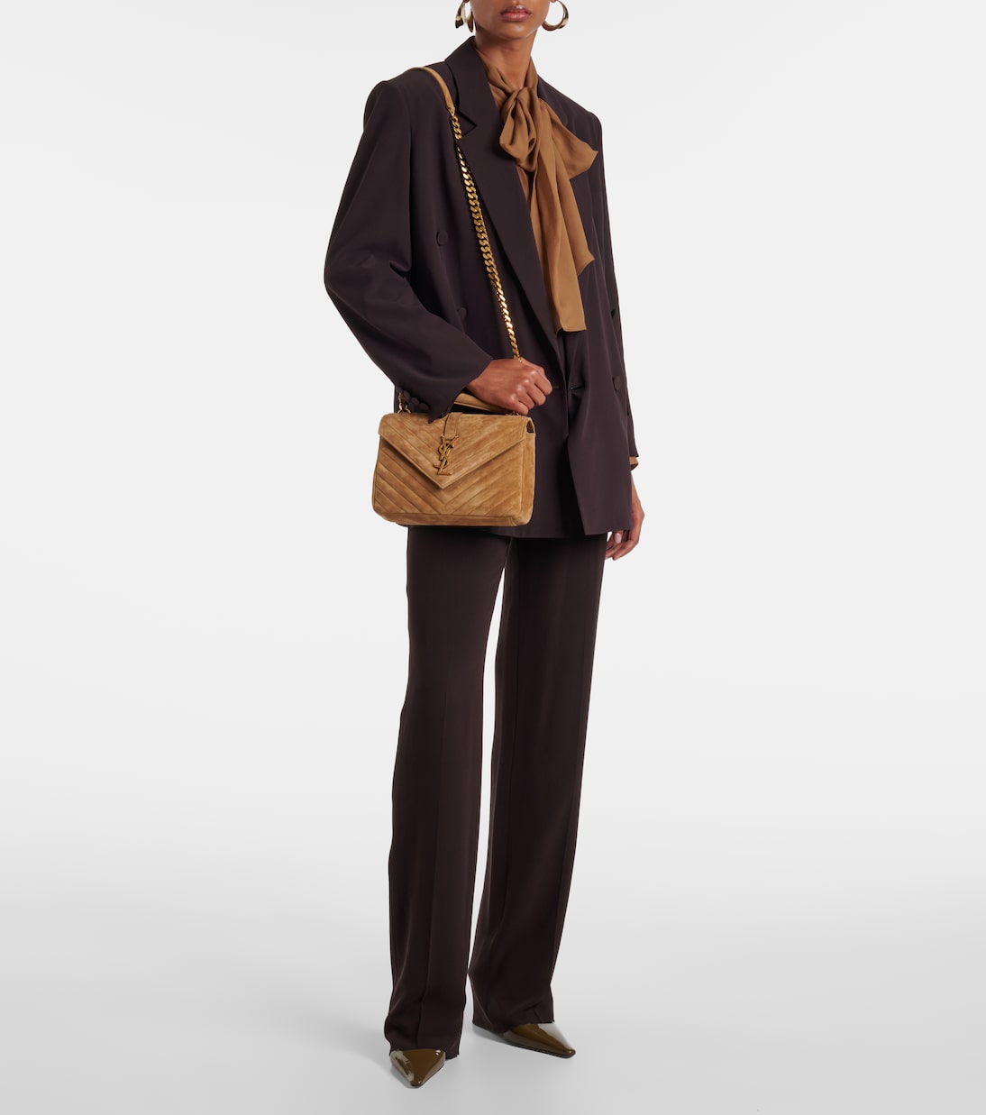 Borsa a tracolla College Medium in suede | Saint Laurent