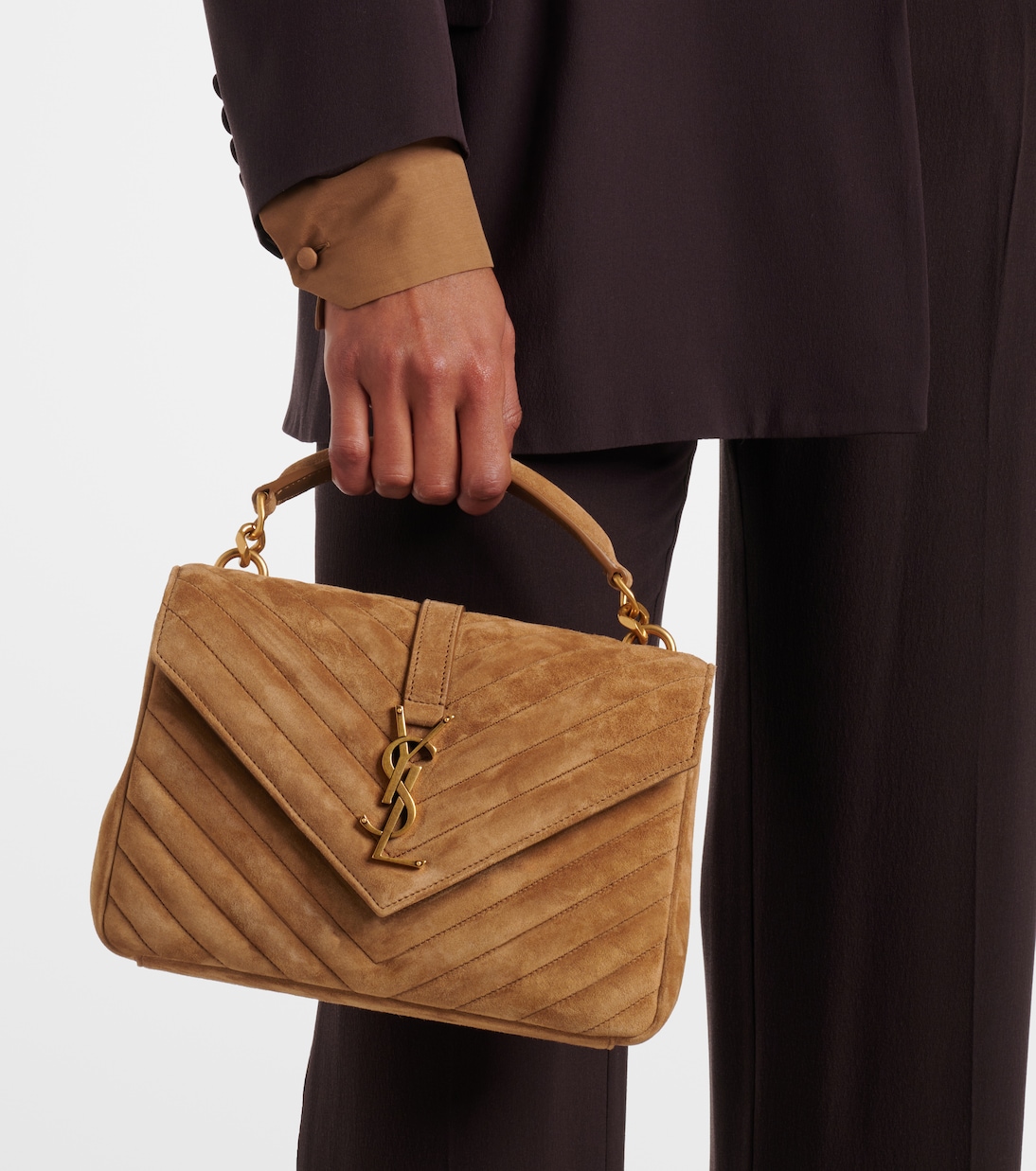 Borsa a tracolla College Medium in suede | Saint Laurent