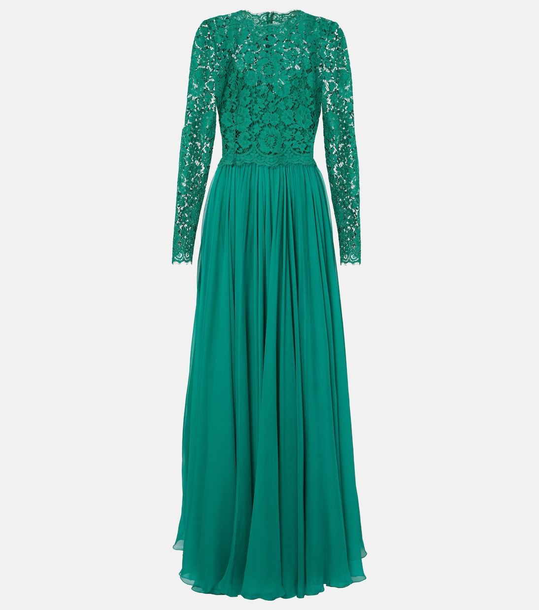 Vestido de fiesta de mezcla de seda con encaje | Dolce&Gabbana
