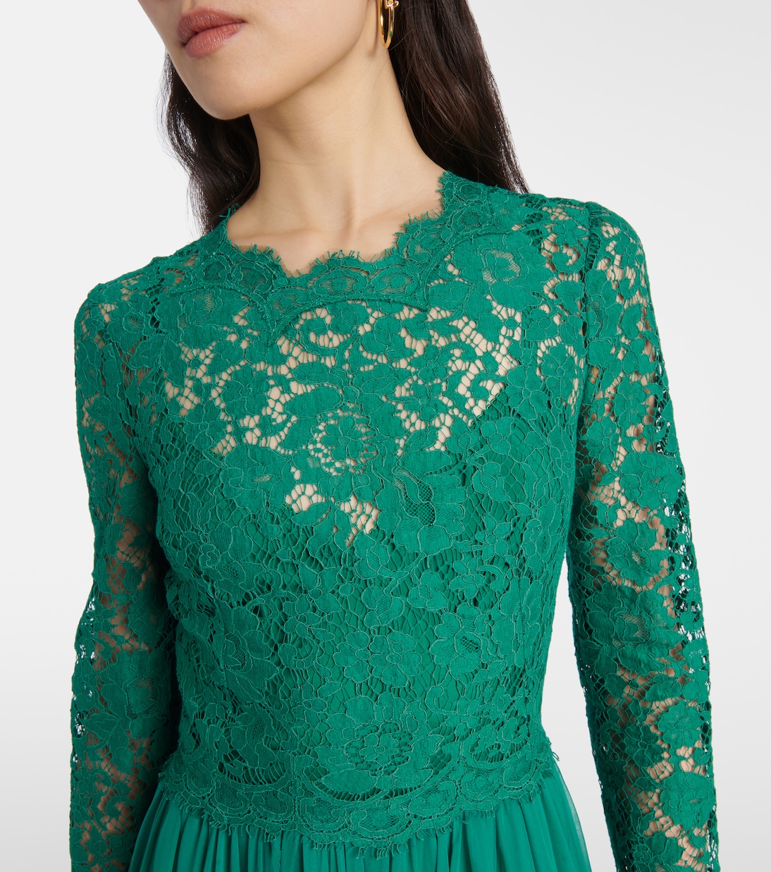 Vestido de fiesta de mezcla de seda con encaje | Dolce&Gabbana