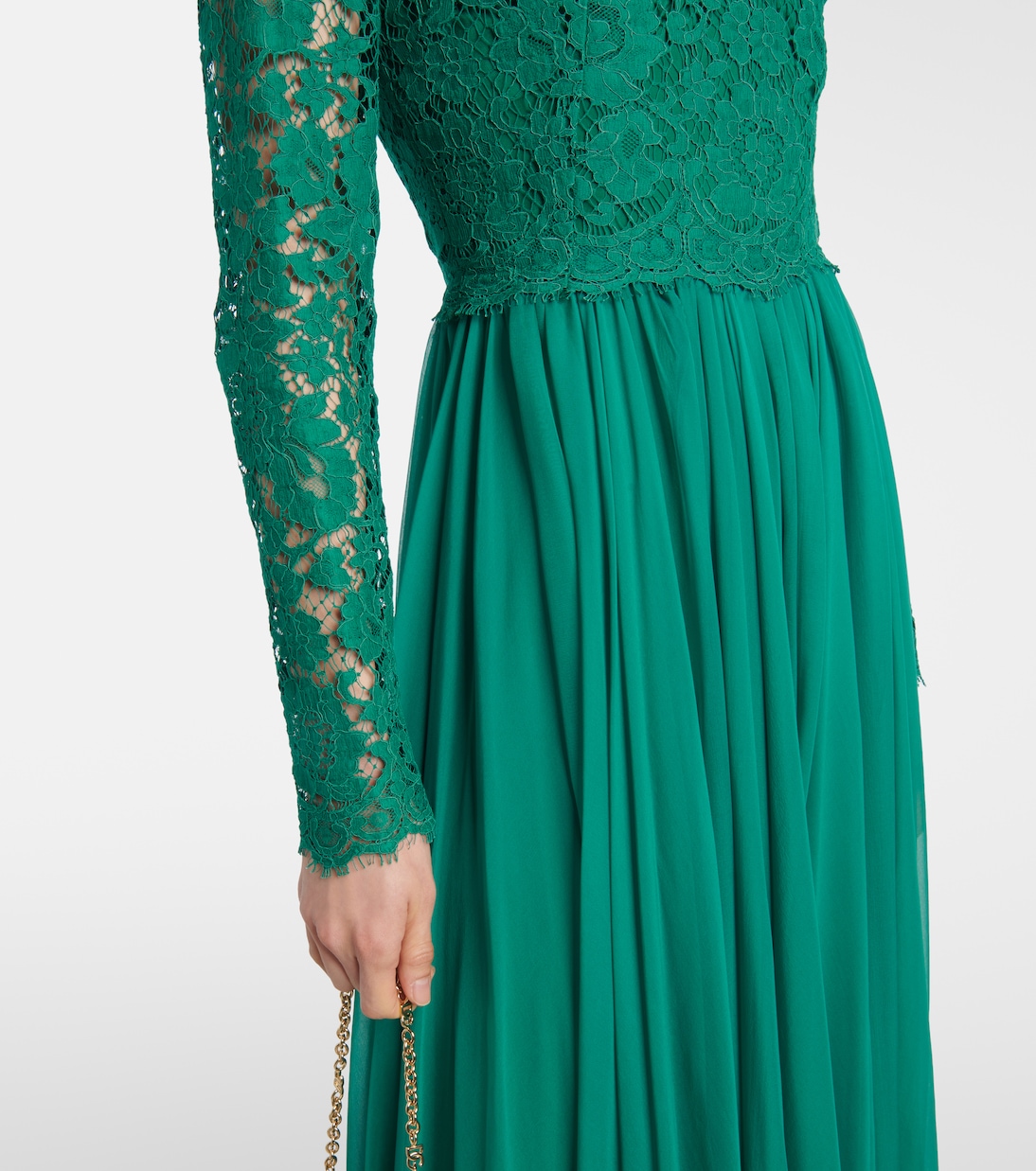 Vestido de fiesta de mezcla de seda con encaje | Dolce&Gabbana