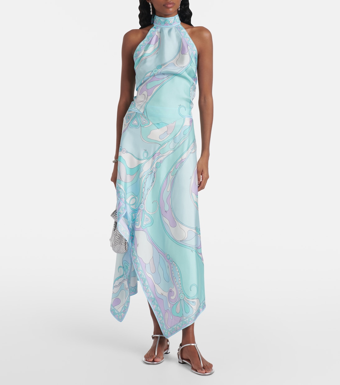 Jupe longue Orchidee imprimé en soie | Pucci