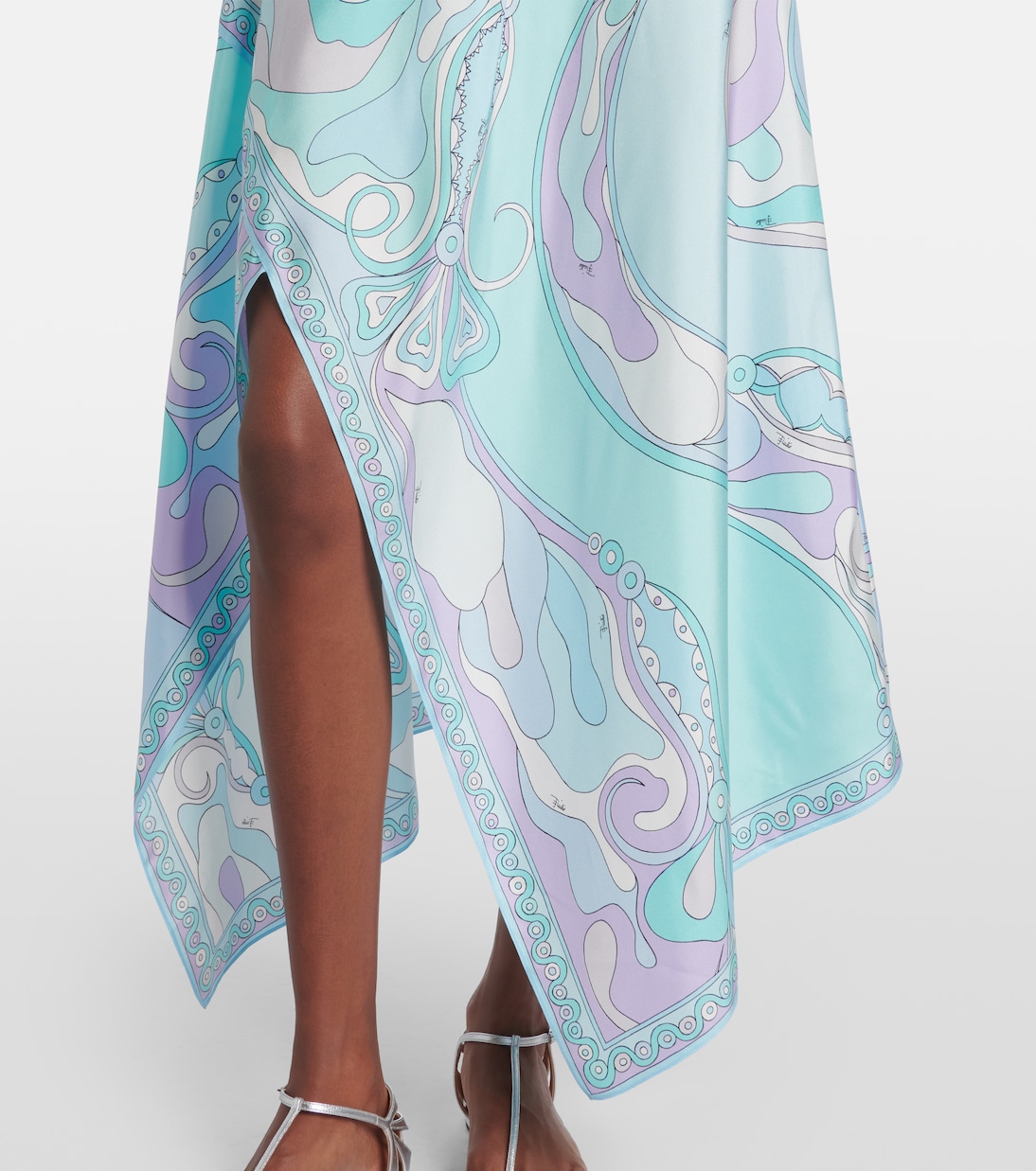 Jupe longue Orchidee imprimé en soie | Pucci