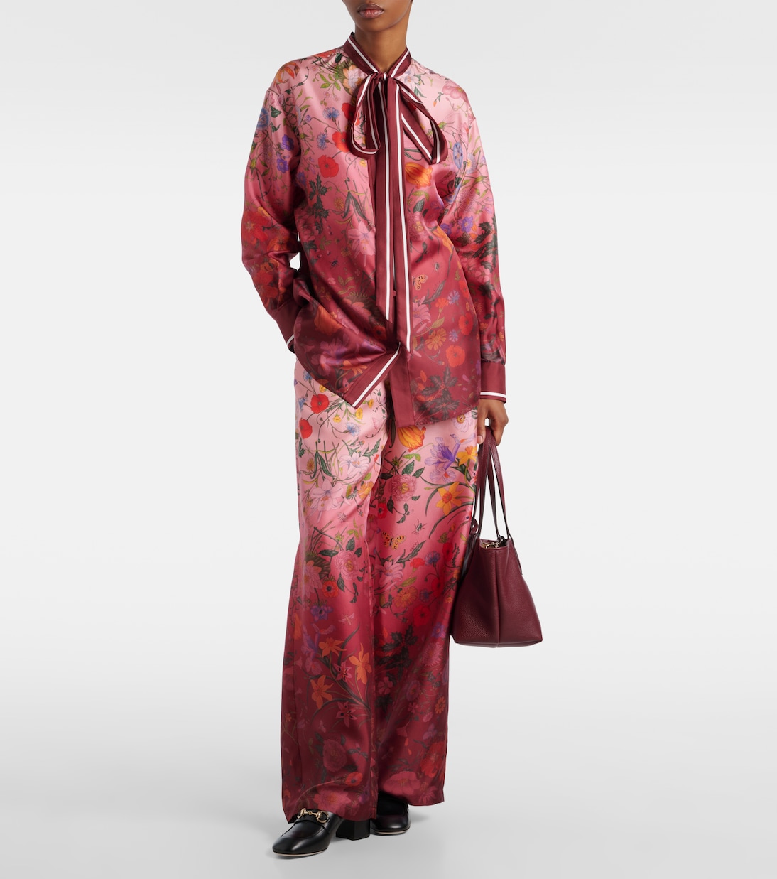 Pantaloni in seta a gamba larga | Gucci