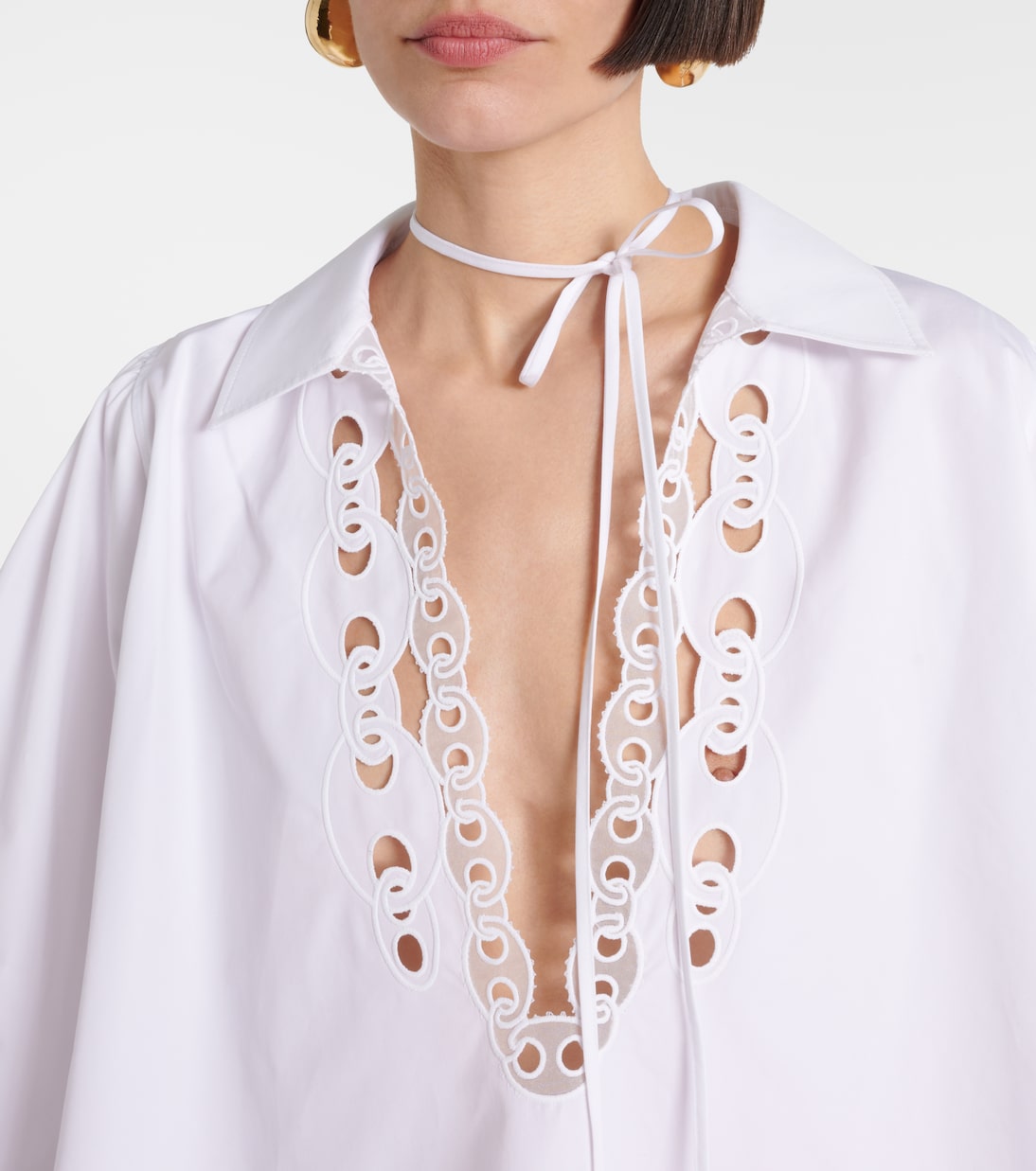 Blusa Marina Chain de popelín de algodón | Gucci