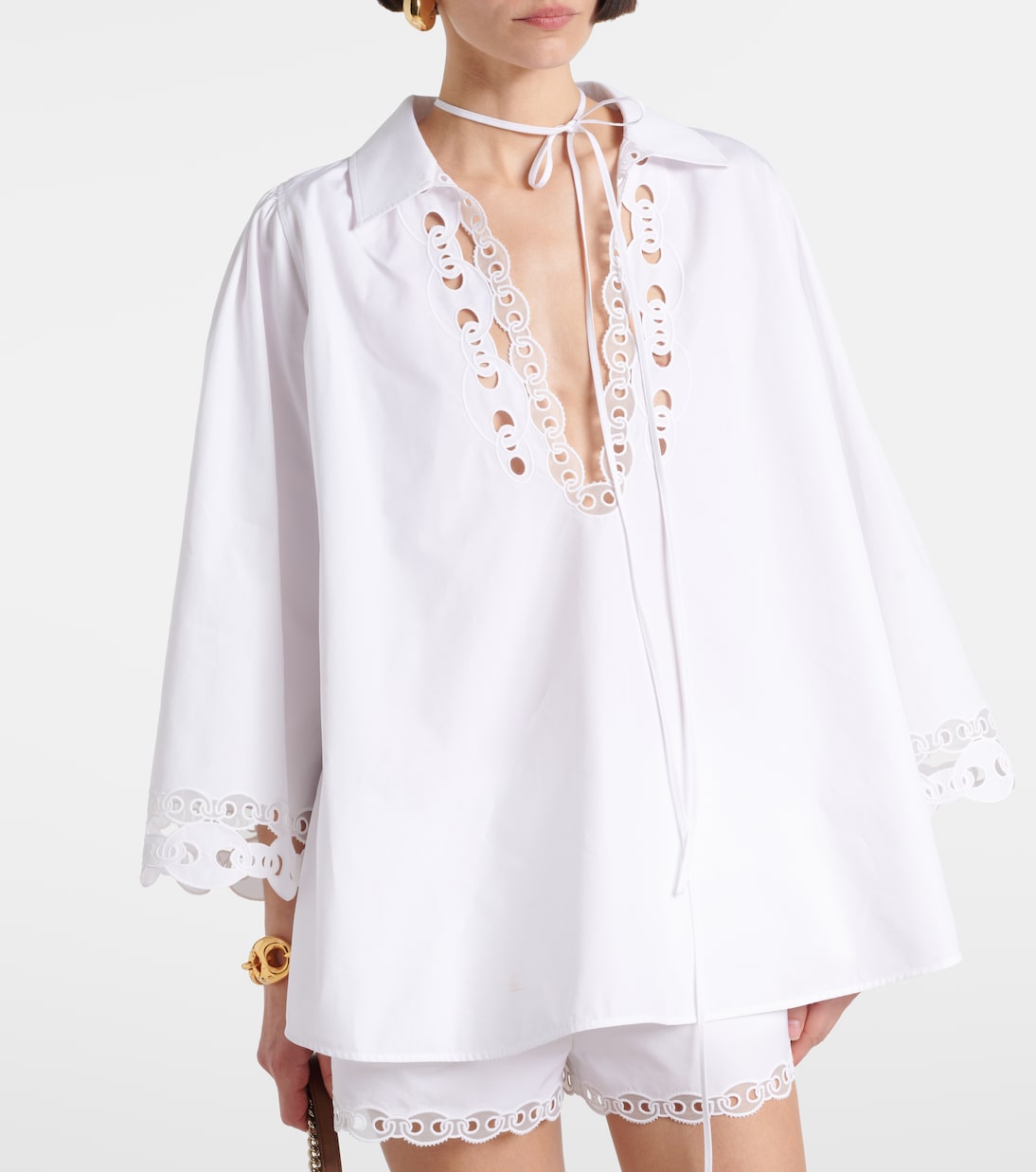 Blusa Marina Chain de popelín de algodón | Gucci