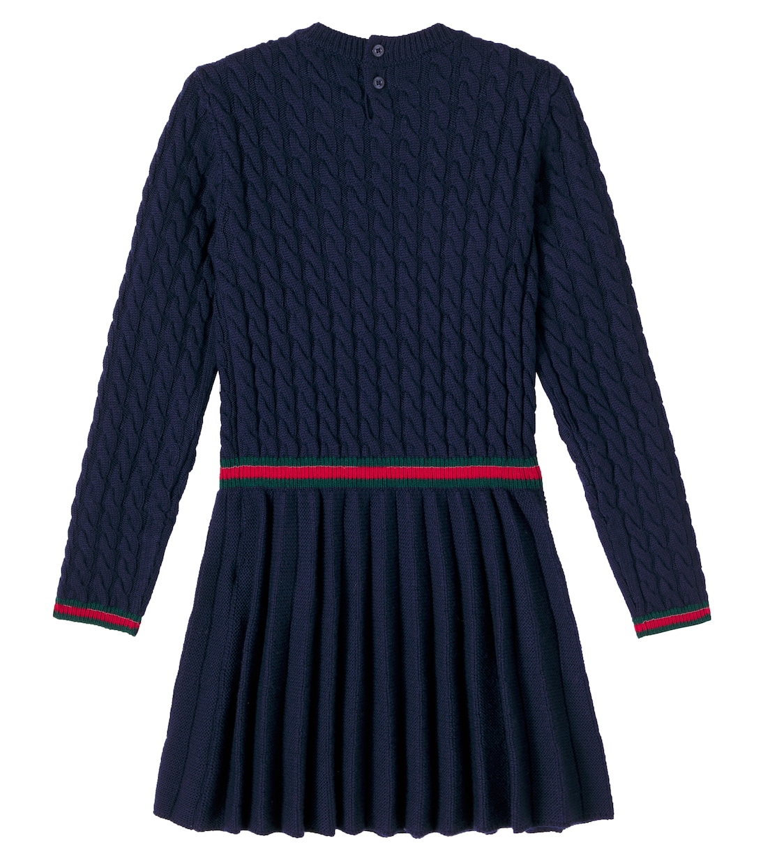Webstripe cable-knit pleated wool dress | Gucci Kids