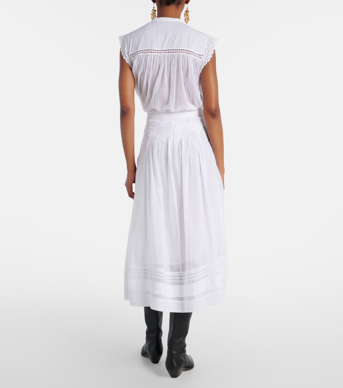 Garliana lace-trimmed cotton midi skirt | Marant Etoile