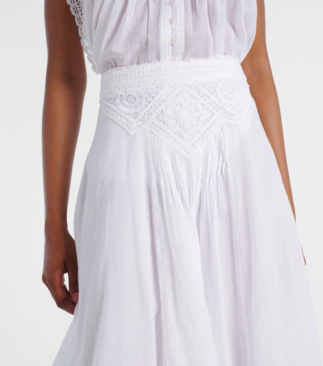 Garliana lace-trimmed cotton midi skirt | Marant Etoile