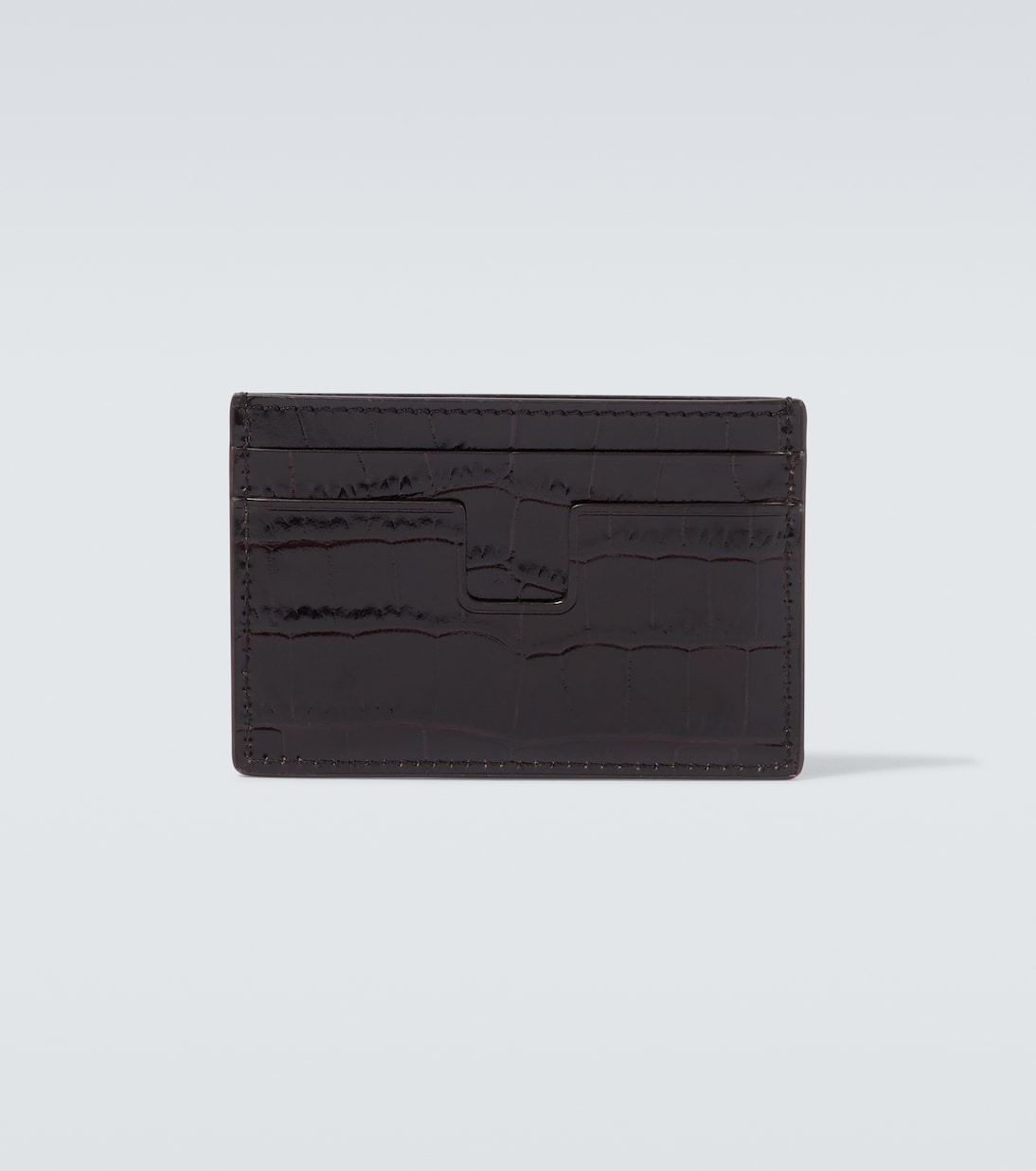 Croc-effect patent leather card holder | Tom Ford