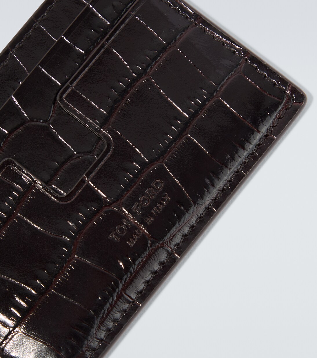 Croc-effect patent leather card holder | Tom Ford