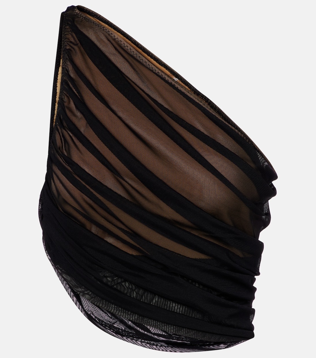 Asymmetric draped sheer mesh top | Norma Kamali