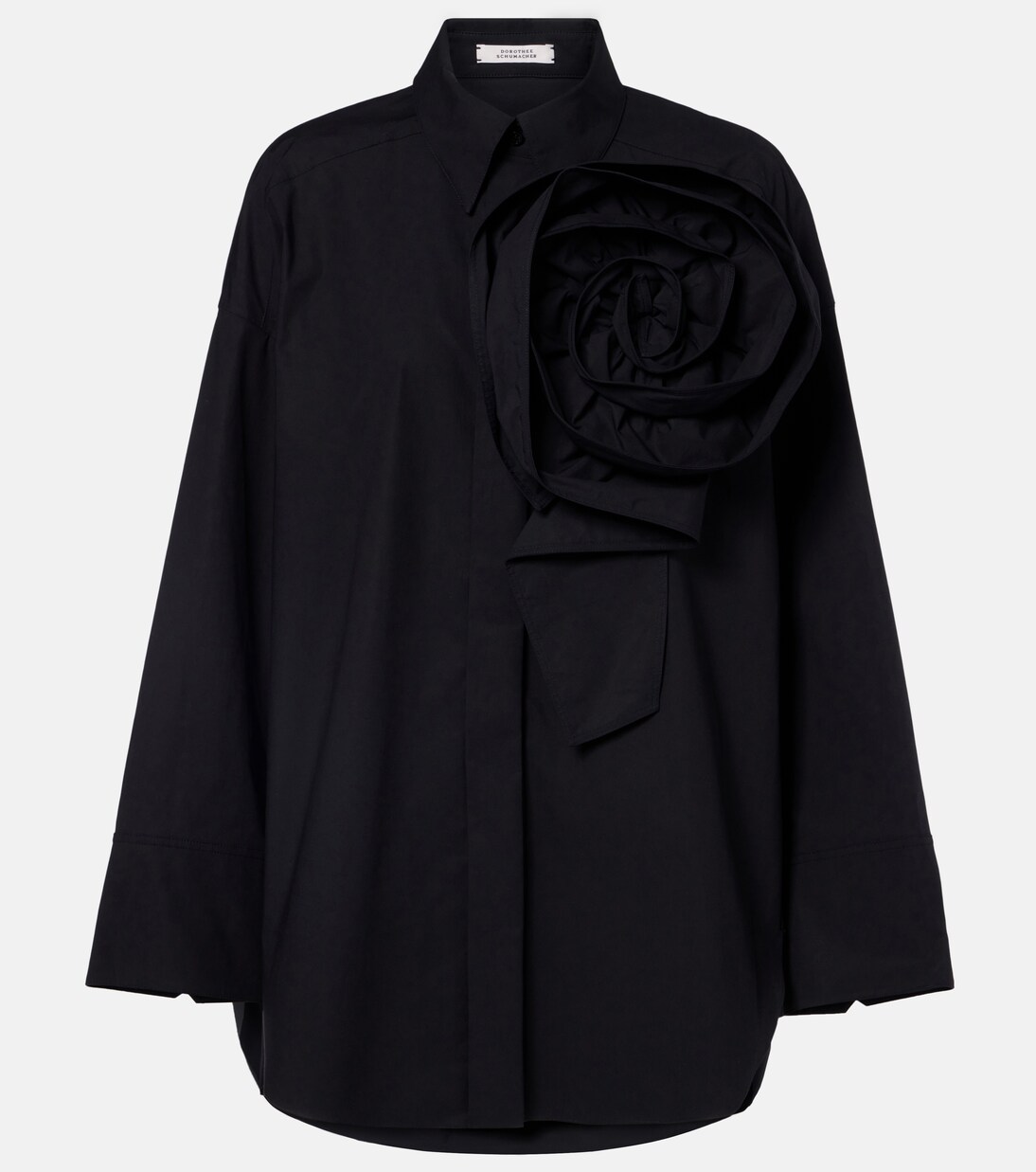 Floral-appliqué oversized cotton-blend shirt | Dorothee Schumacher
