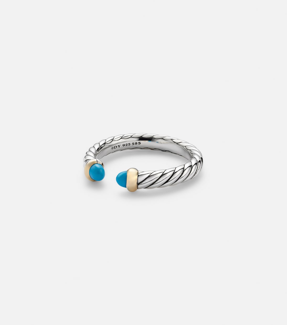 Petite Cable sterling silver ring with turquoises | David Yurman