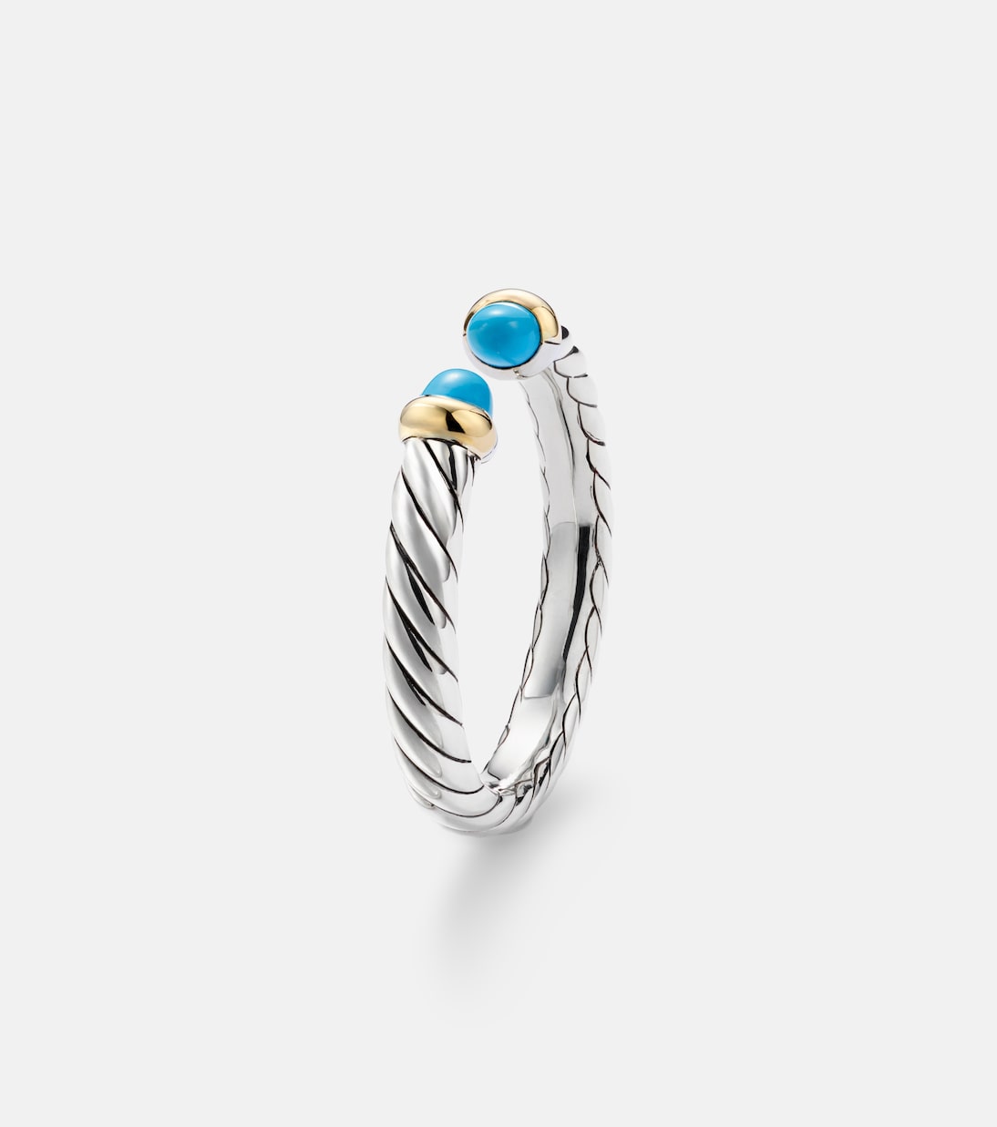 Petite Cable sterling silver ring with turquoises | David Yurman