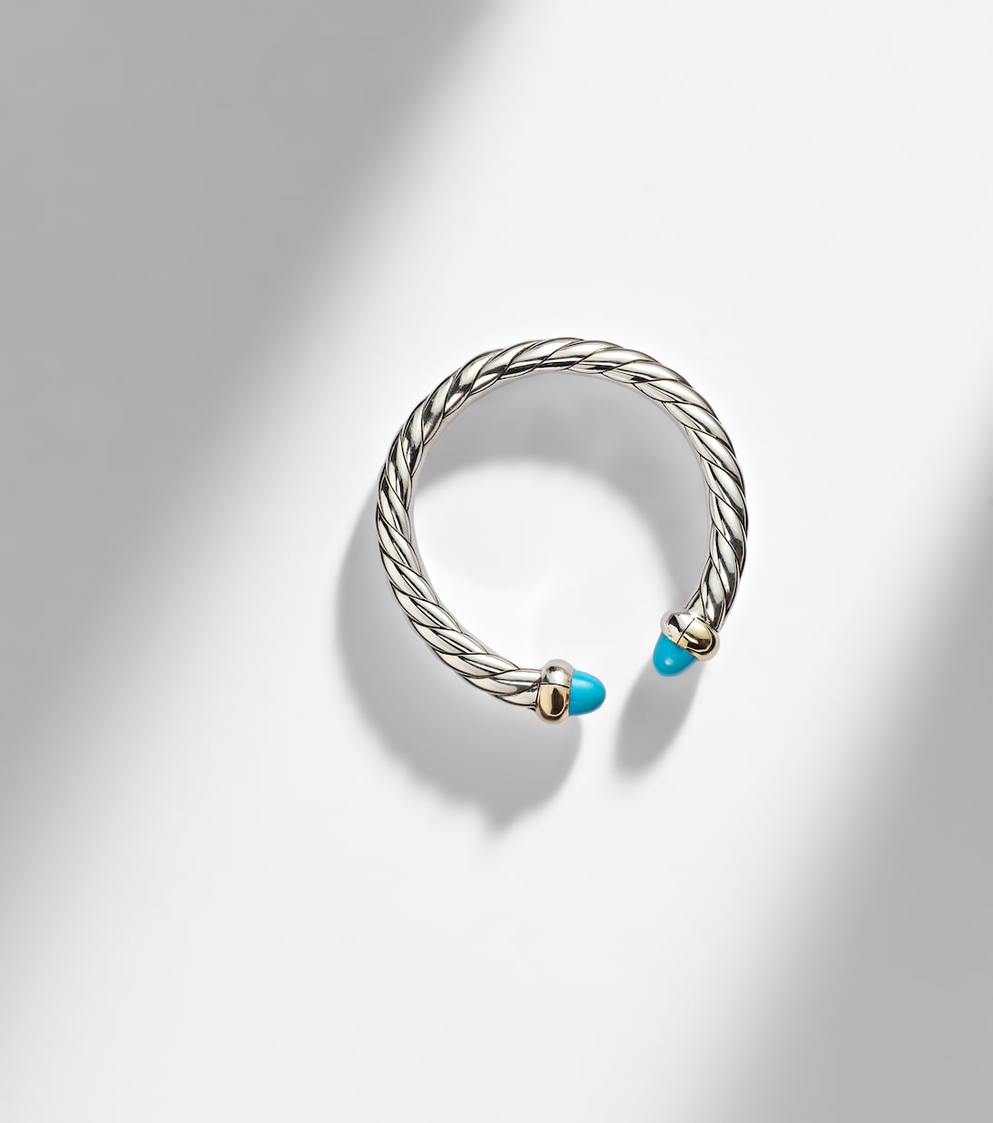 Petite Cable sterling silver ring with turquoises | David Yurman