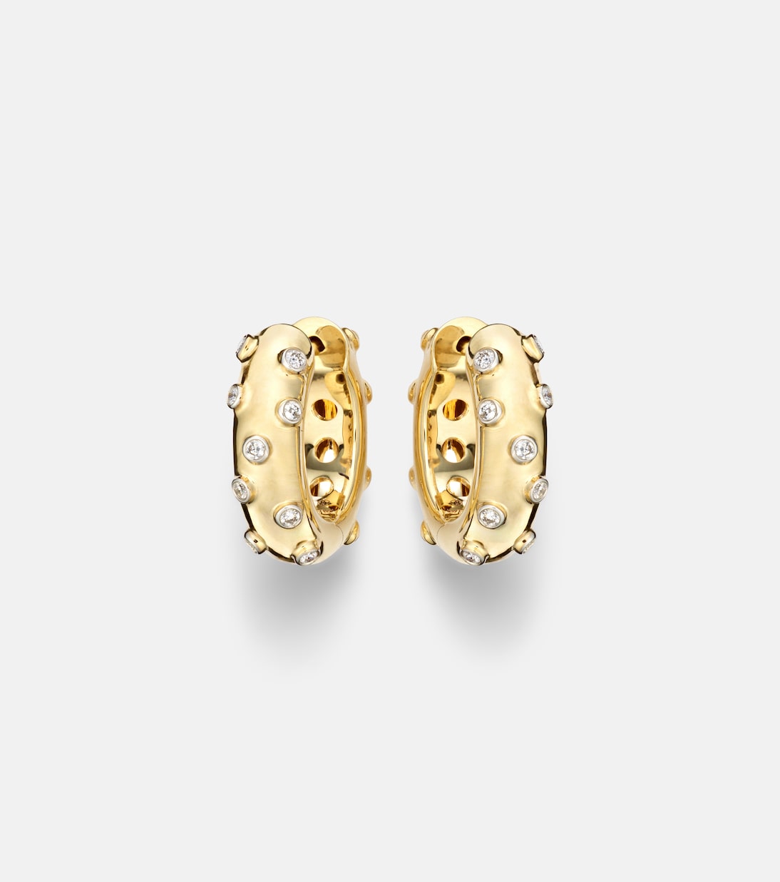 Ohrringe Plumetis aus 9kt Gelbgold (375/1000) mit Diamanten | Yvonne Léon